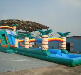 T8-527 Giant Jungle Themed Inflatable Water Slide