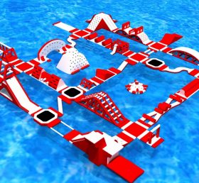S159 Red Inflatable Water Park Aqua Park Water Island