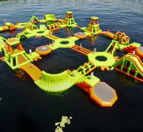 S194 Green Inflatable Water Park Aqua Park Water Island