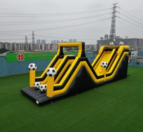 T7-564C Exciting Soccer-Themed Yellow Wavy Double Inflatable Slide