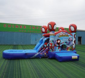 T2-4268H Spider-Man Inflatable Bounce House with Slide & Pool