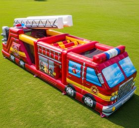 T7-3619 Firetruck Inflatable Obstacle Courses