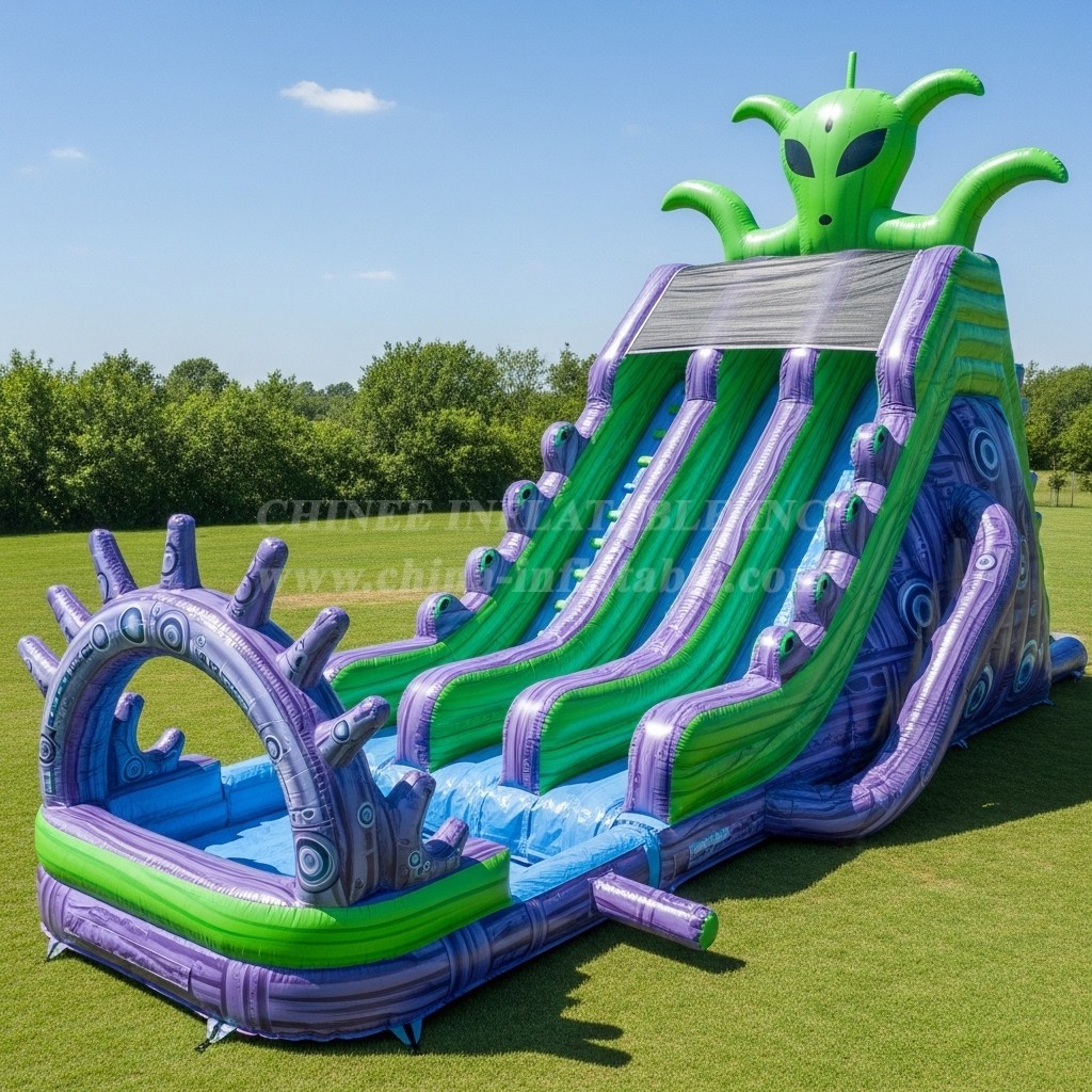 T8-5437 Alien Theme Inflatable Water Slide