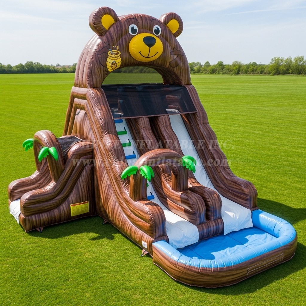 T8-5453 Bear Theme Inflatable Water Slide