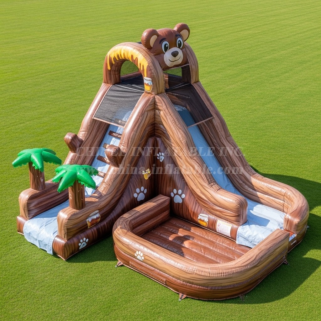 T8-5455 Bear Theme Inflatable Water Slide
