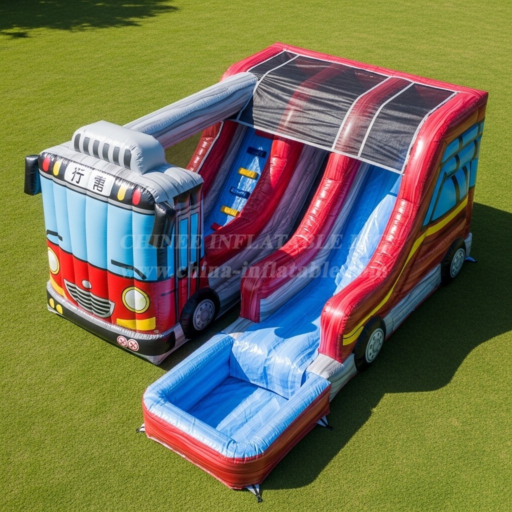 T8-5463 Bus Theme Inflatable Water Slide