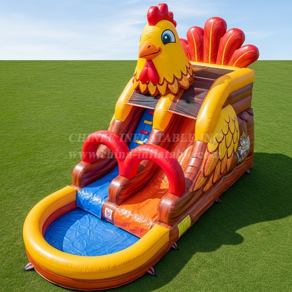 T8-5483 Chicken Theme Inflatable Water Slide
