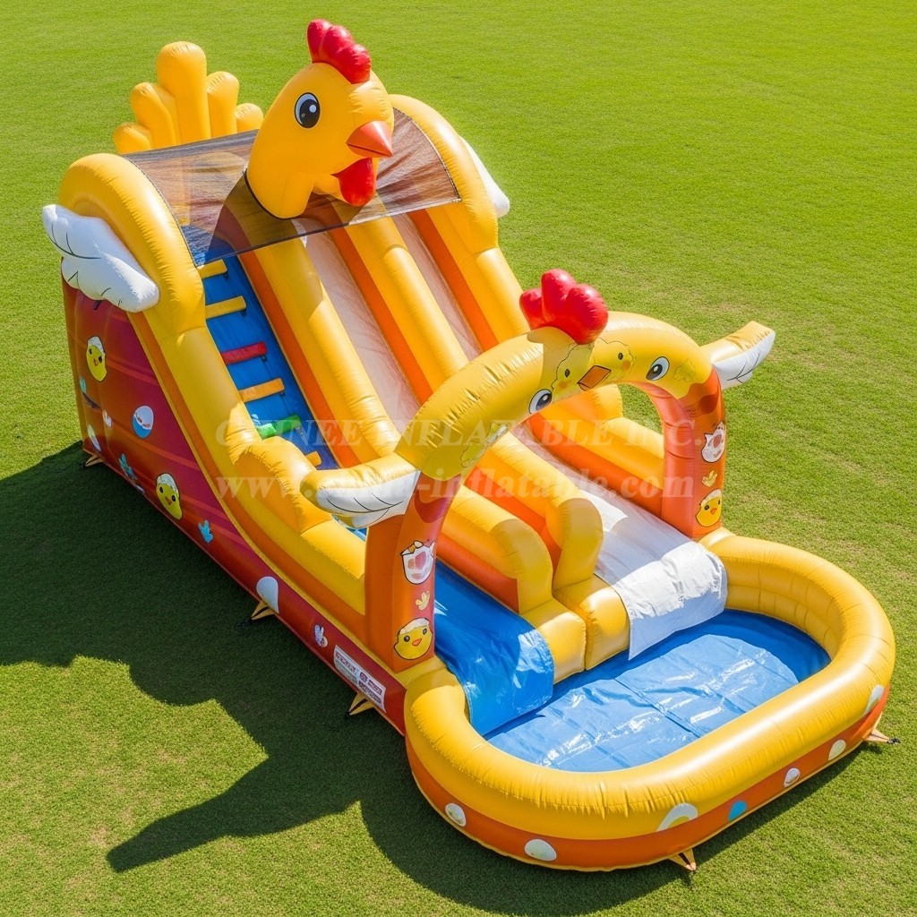 T8-5487 Chicken Theme Inflatable Water Slide