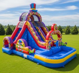 T8-5499 Clown Theme Inflatable Water Slide