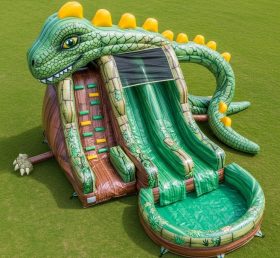 T8-5532 Dinosaur Theme Inflatable Water Slide