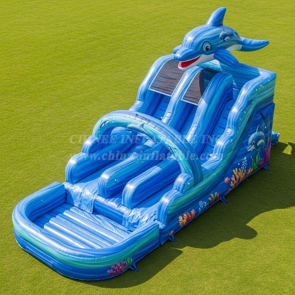 T8-5544 Dolphin Theme Inflatable Water Slide