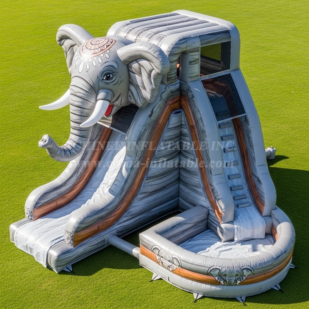 T8-5570 Elephant Theme Inflatable Water Slide