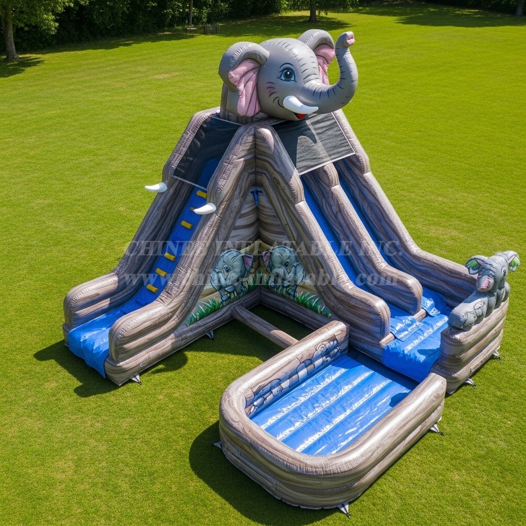 T8-5572 Elephant Theme Inflatable Water Slide