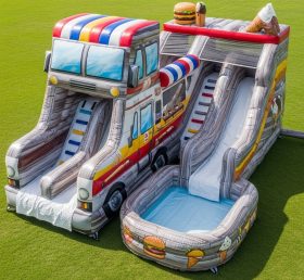 T8-5597 Food Trucks Theme Inflatable Water Slide