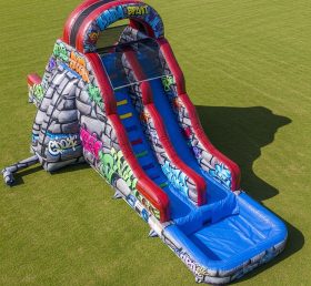 T8-5616 Graffiti Theme Inflatable Water Slide
