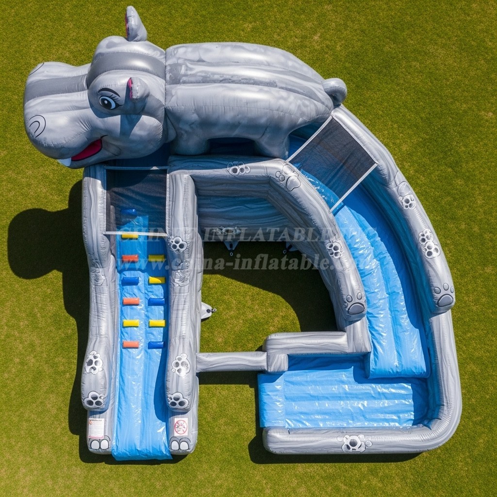 T8-5623 Hippo Theme Inflatable Water Slide