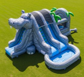 T8-5627 Hippo Theme Inflatable Water Slide