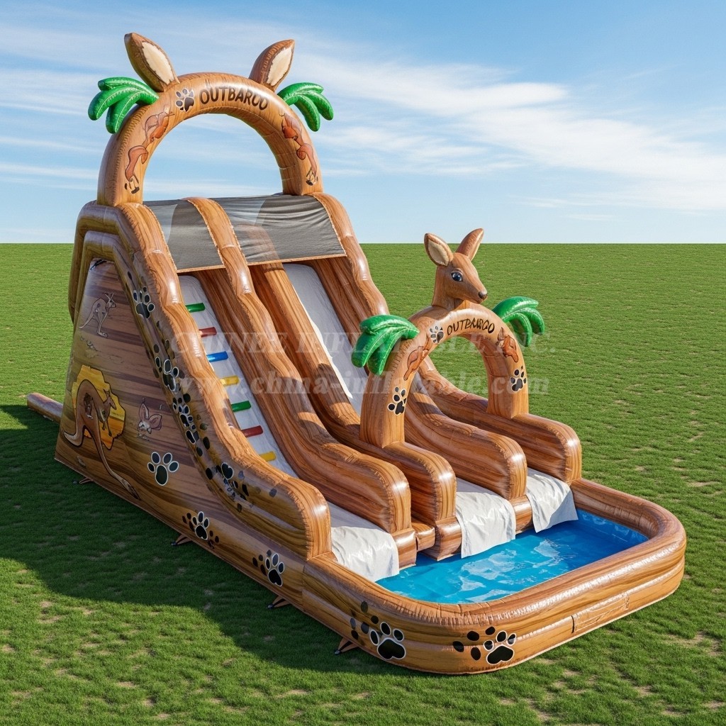 T8-5647 Kangaroo Theme Inflatable Water Slide
