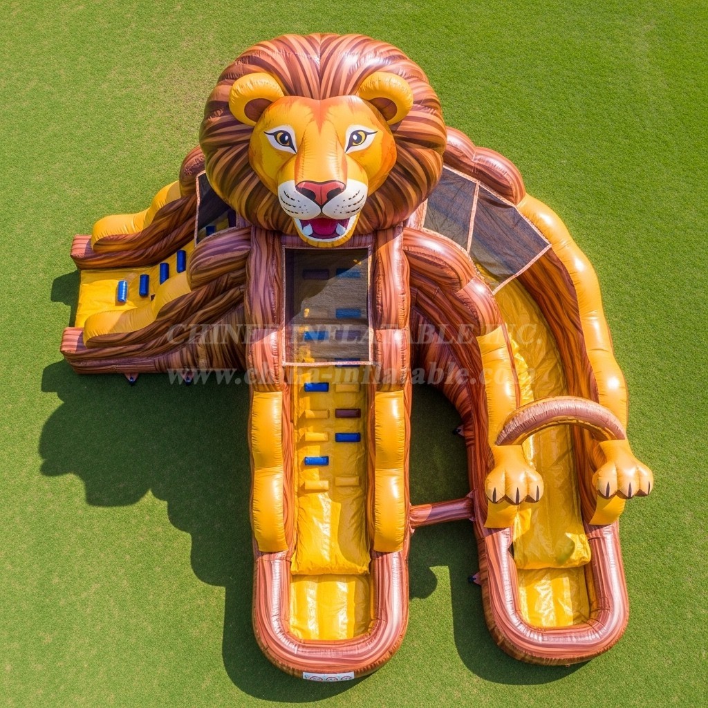 T8-5662 Lion Theme Inflatable Water Slide