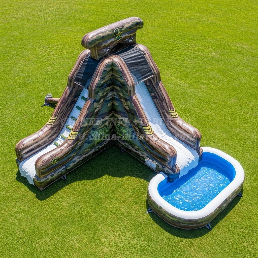 T8-5684 Military Style Theme Inflatable Water Slide