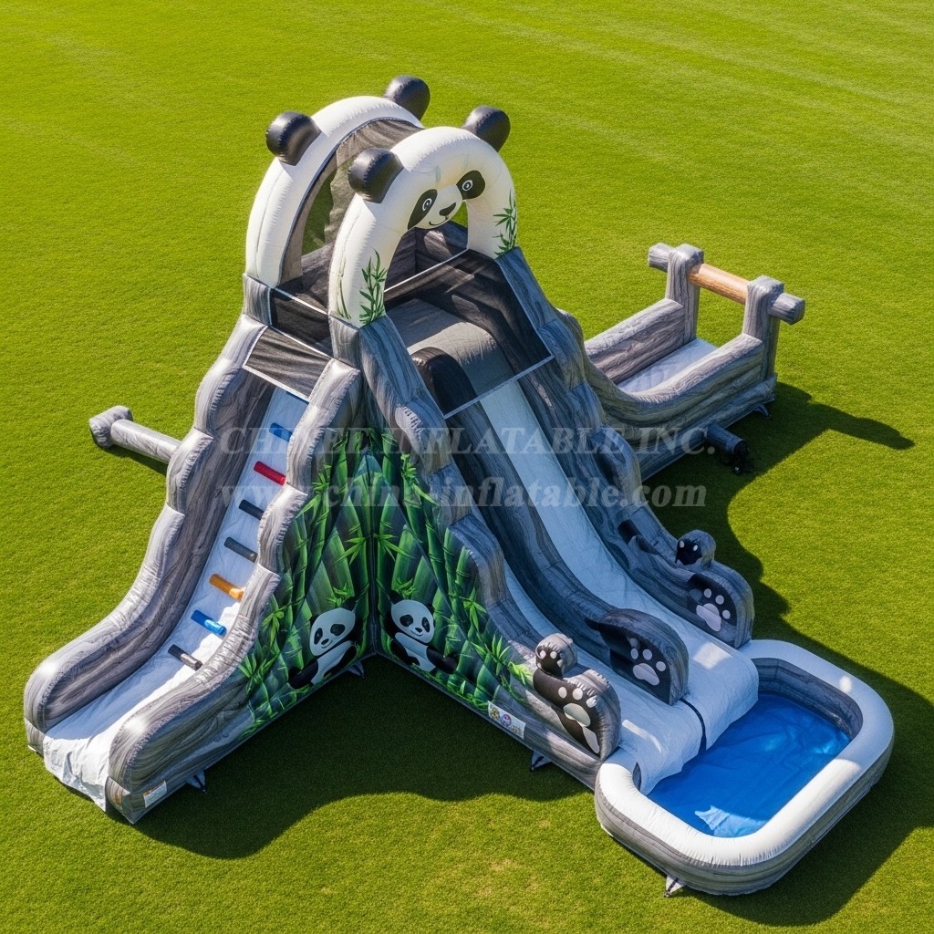 T8-5729 Panda Theme Inflatable Water Slide