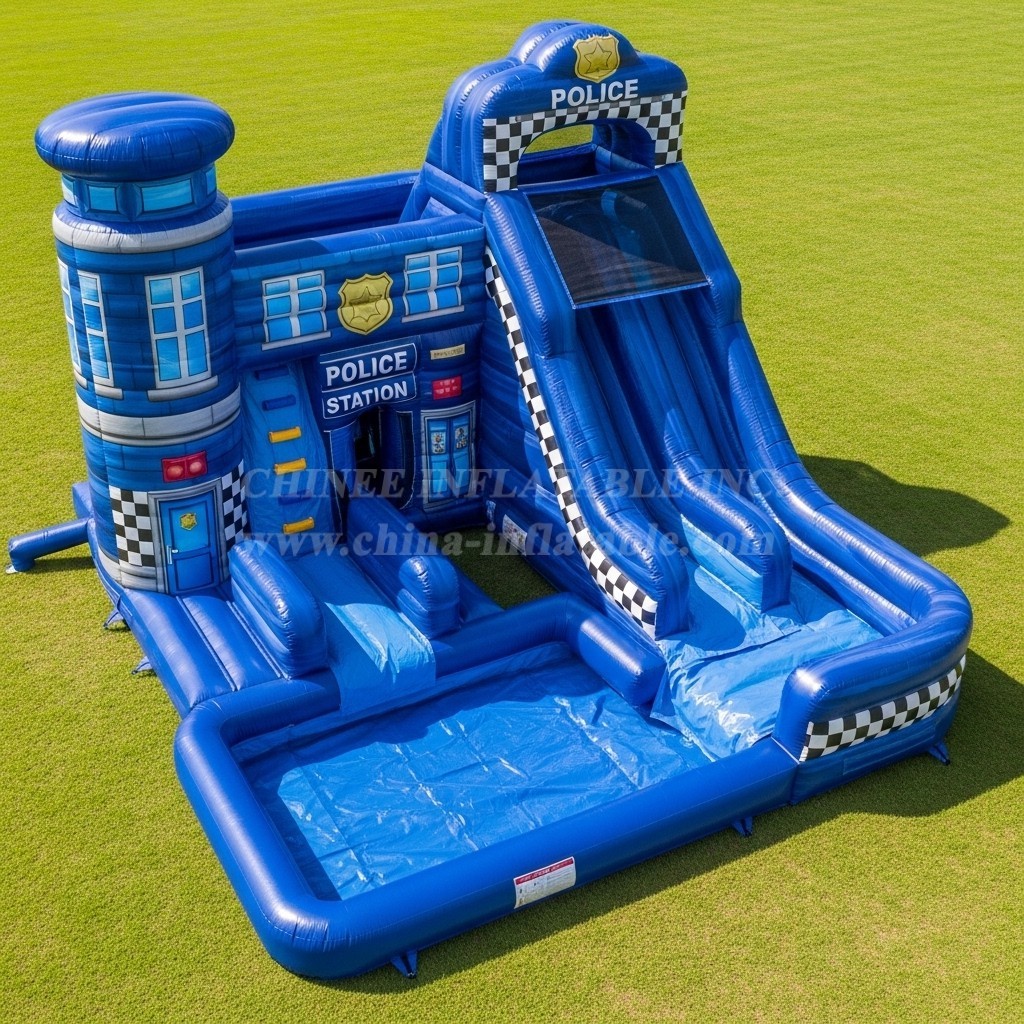 T8-5764 Police Station Theme Inflatable Water Slide