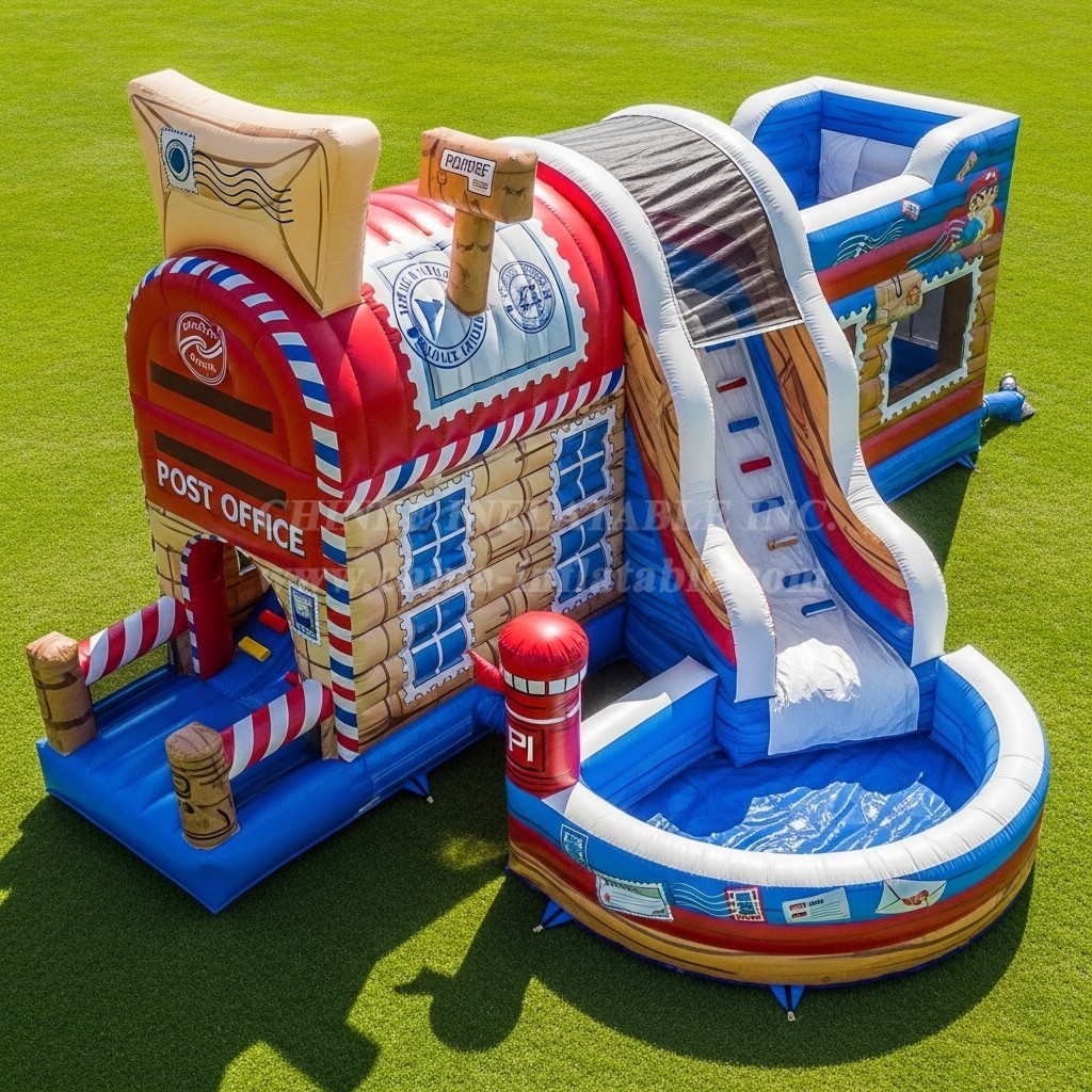 T8-5772 Post Office Theme Inflatable Water Slide