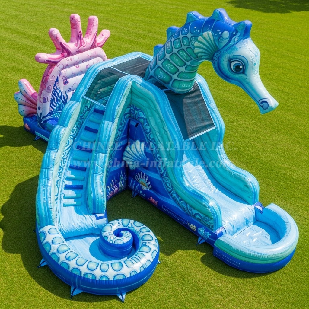 T8-5796 Seahorse Theme Inflatable Water Slide