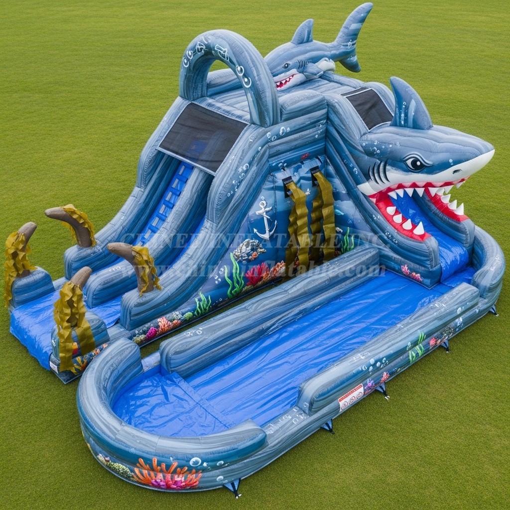 T8-5799 Shark Theme Inflatable Water Slide