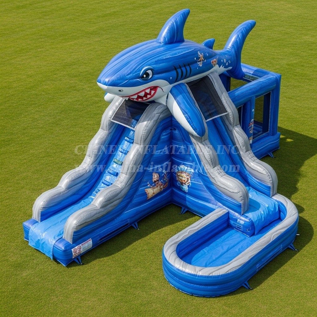 T8-5803 Shark Theme Inflatable Water Slide