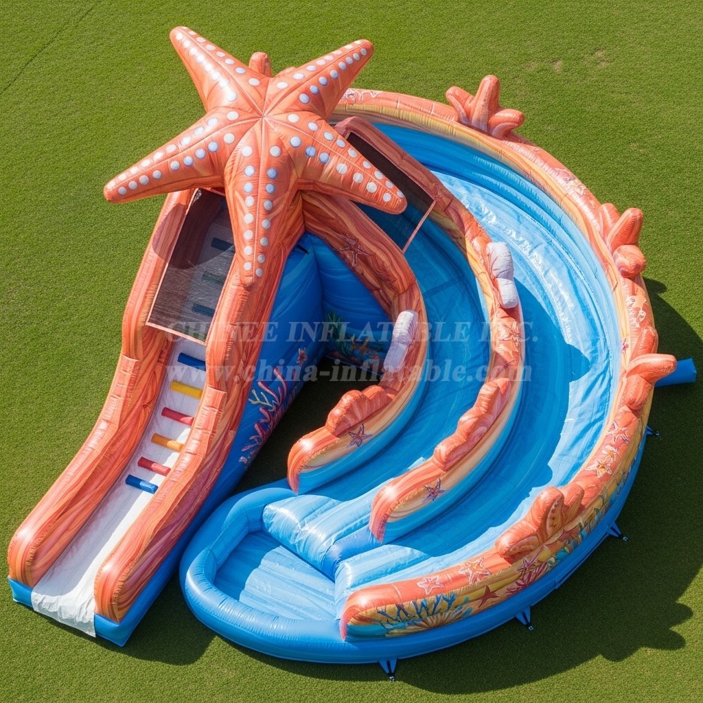 T8-5825 Starfish Theme Inflatable Water Slide