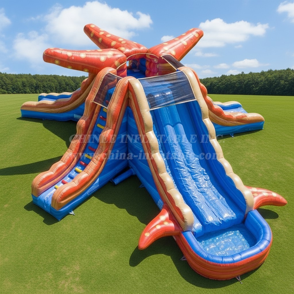 T8-5827 Starfish Theme Inflatable Water Slide