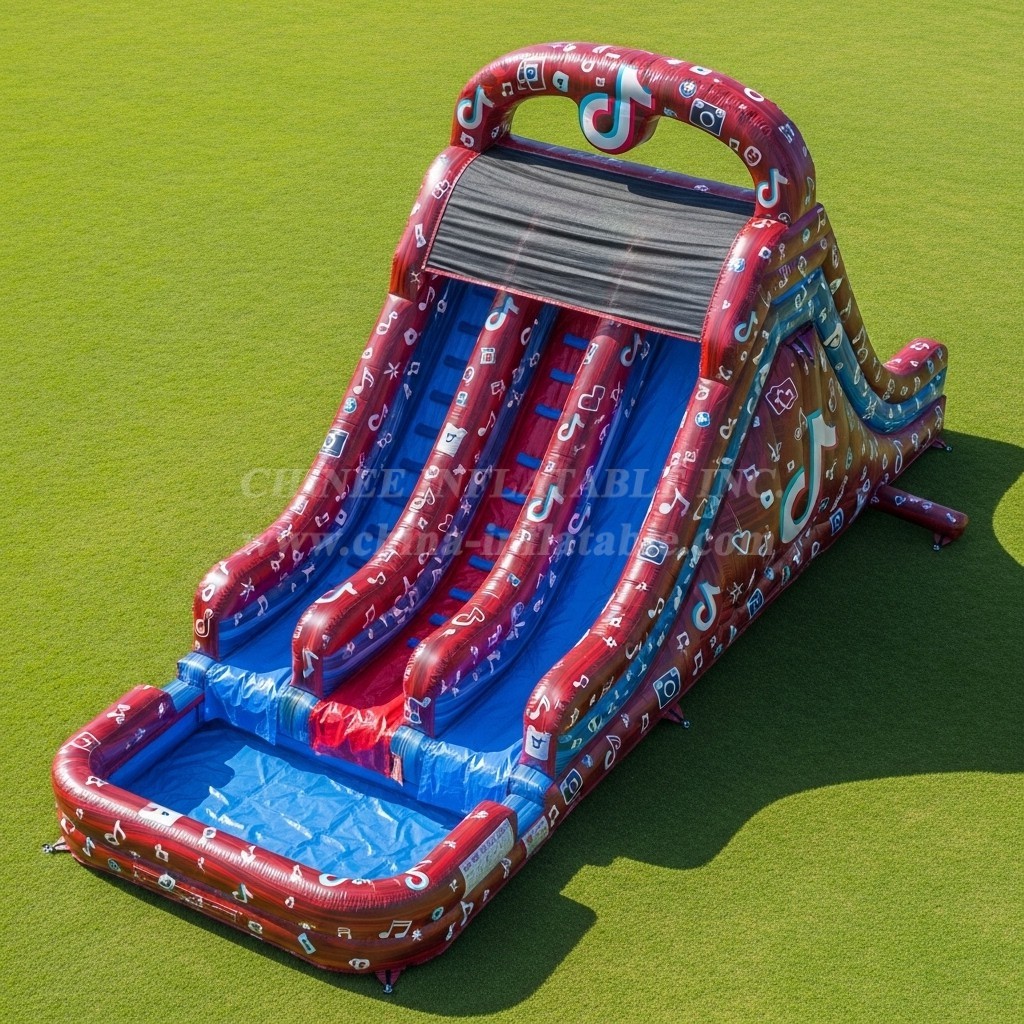 T8-5838 TikTok Theme Inflatable Water Slide