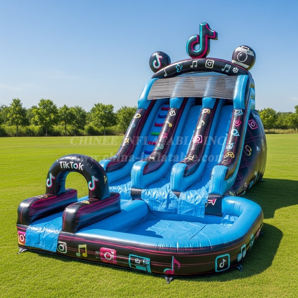 T8-5839 TikTok Theme Inflatable Water Slide