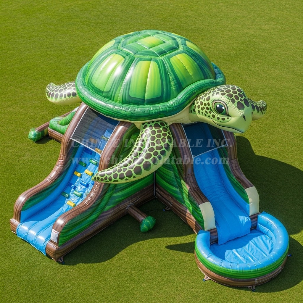 T8-5851 Turtle Theme Inflatable Water Slide