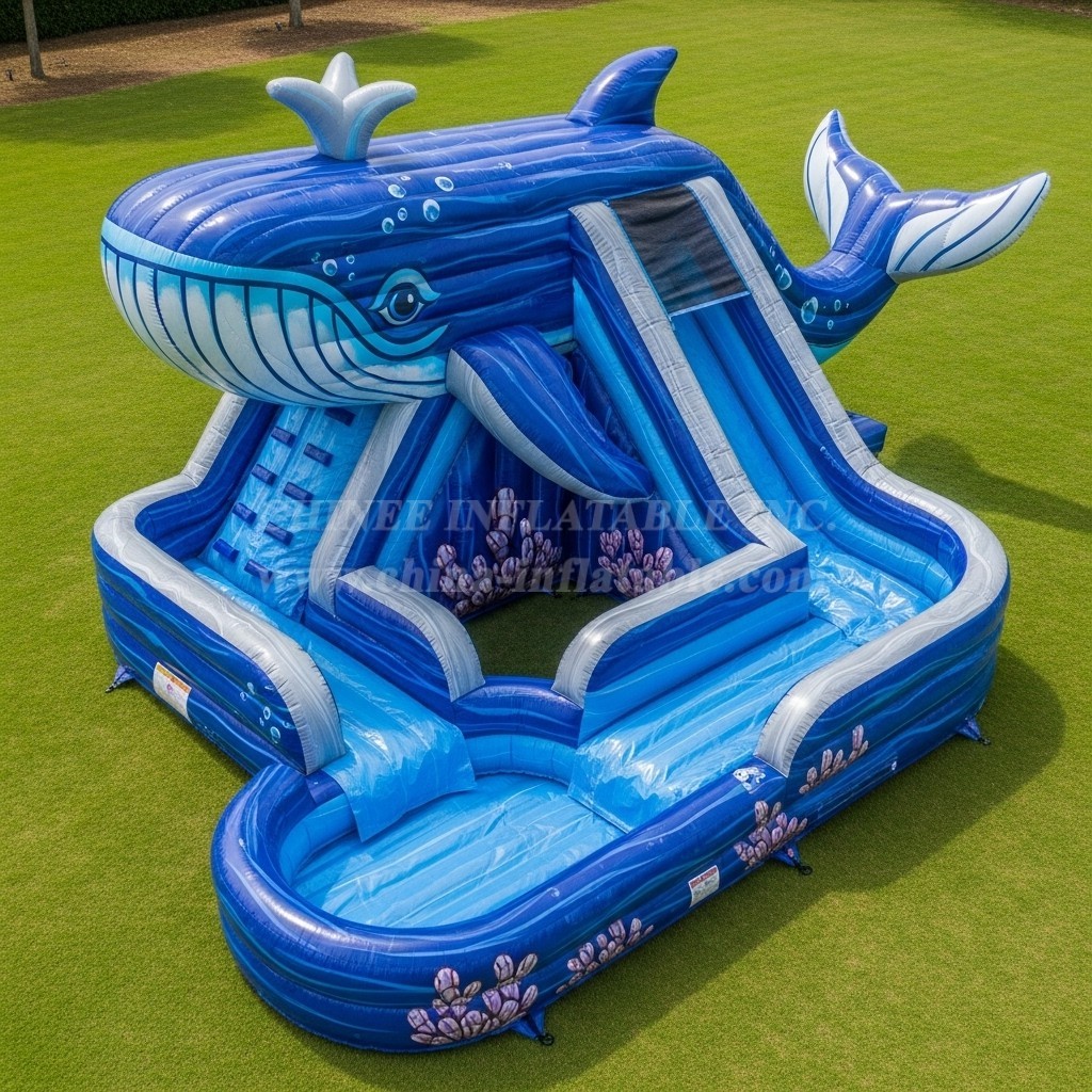 T8-5870 Whale Theme Inflatable Water Slide