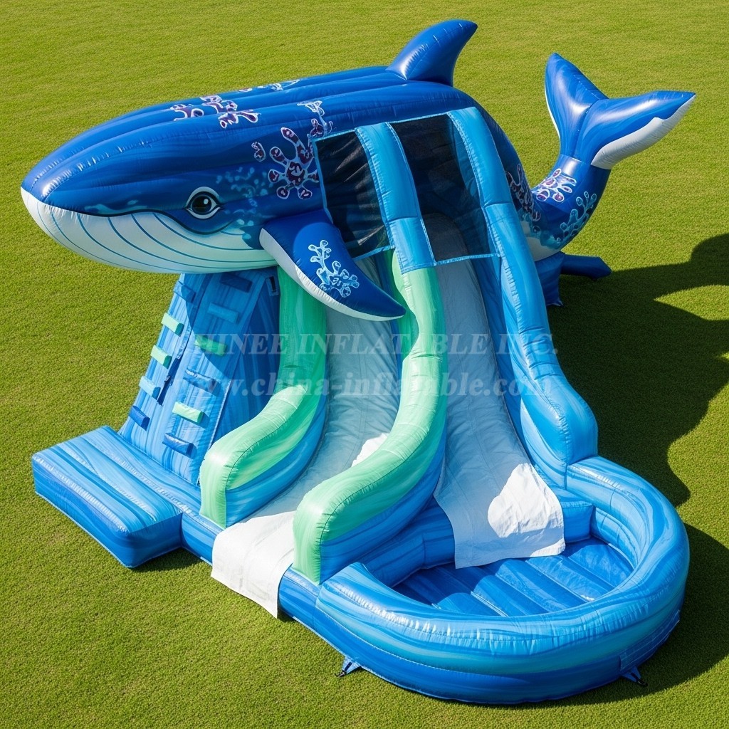 T8-5872 Whale Theme Inflatable Water Slide
