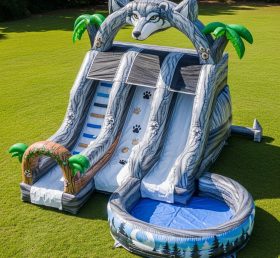T8-5895 Wolf Theme Inflatable Water Slide