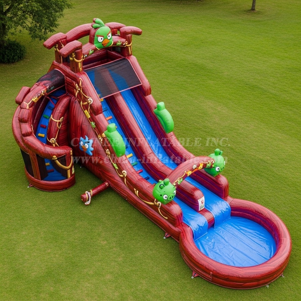 T8-7108 Angry Birds Theme Inflatable Water Slide