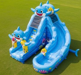 T8-7121 Baby Shark Theme Inflatable Water Slide