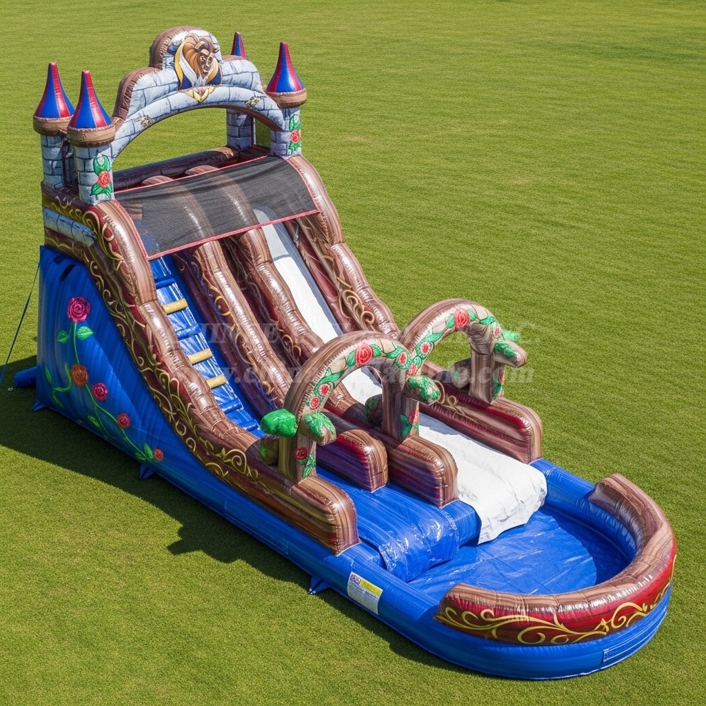 T8-7149 Beauty and the Beast Theme Inflatable Water Slide