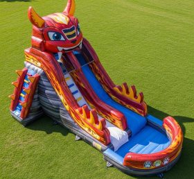 T8-7162 Blaze Monster Theme Inflatable Water Slide