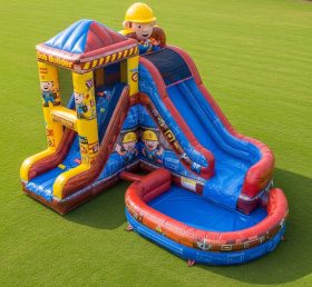 T8-7174 Bob the Builder Theme Inflatable Water Slide