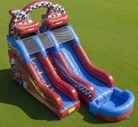 T8-7192 Cars Theme Inflatable Water Slide