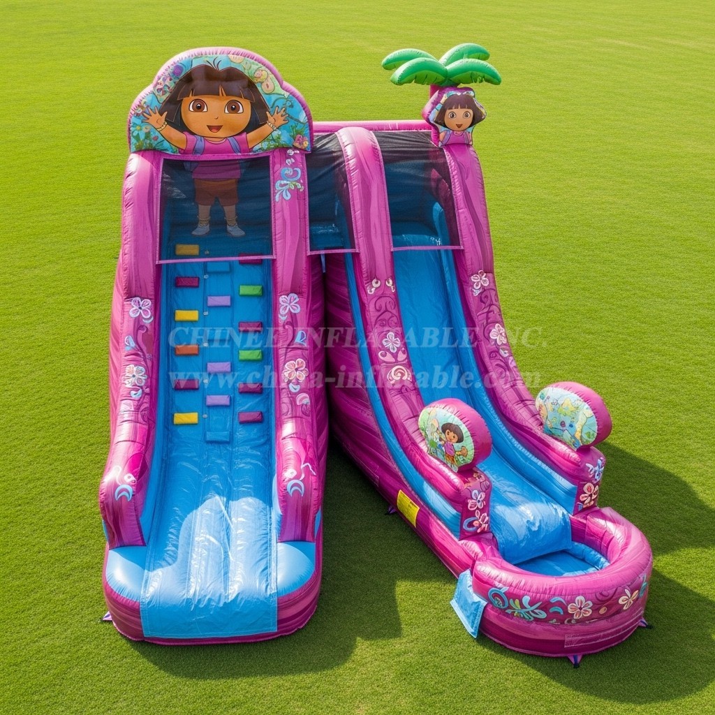 T8-7216 Dora Theme Inflatable Water Slide