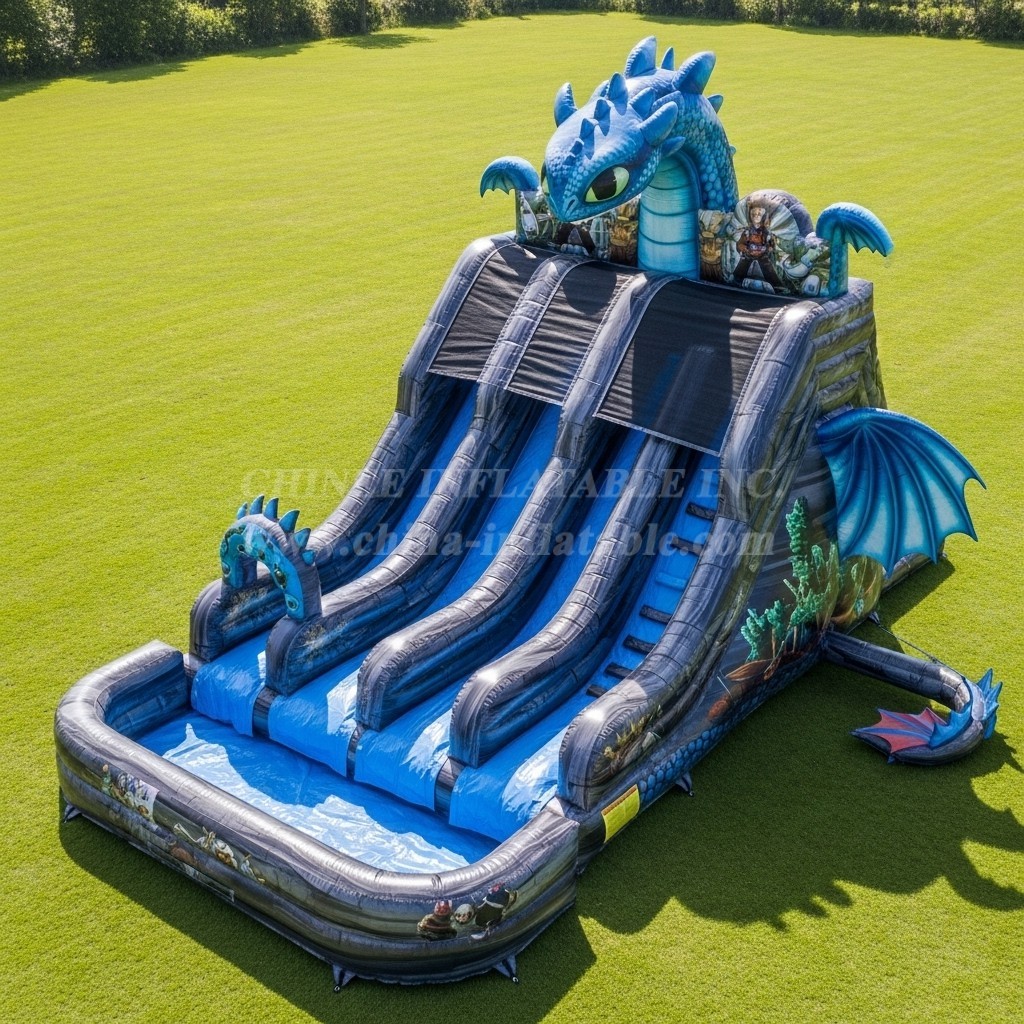T8-7272 How to Train Your Dragon Theme Inflatable Water Slide
