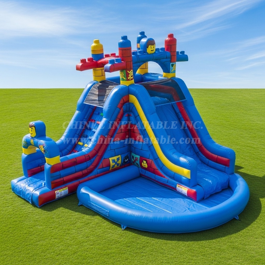 T8-7290 Lego Theme Inflatable Water Slide