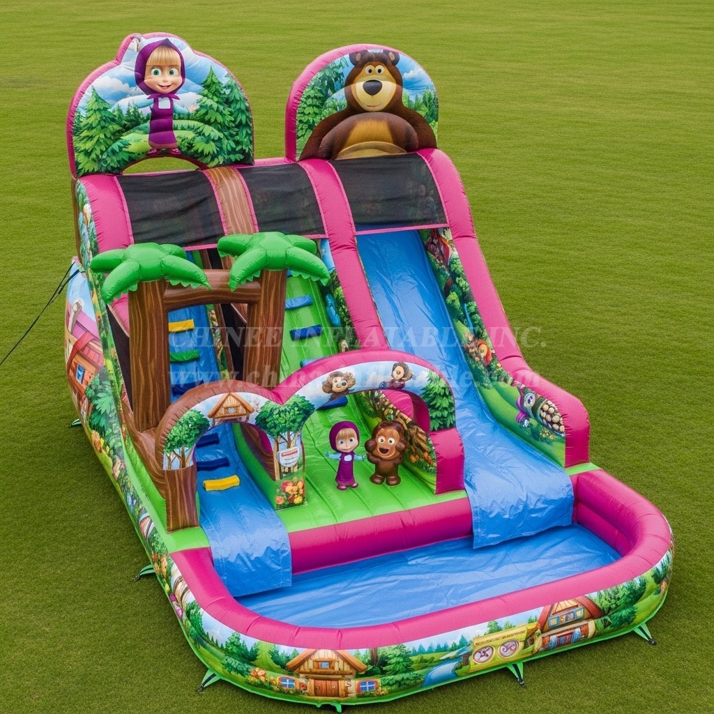 T8-7310 Masha and the Bear Theme Inflatable Water Slide