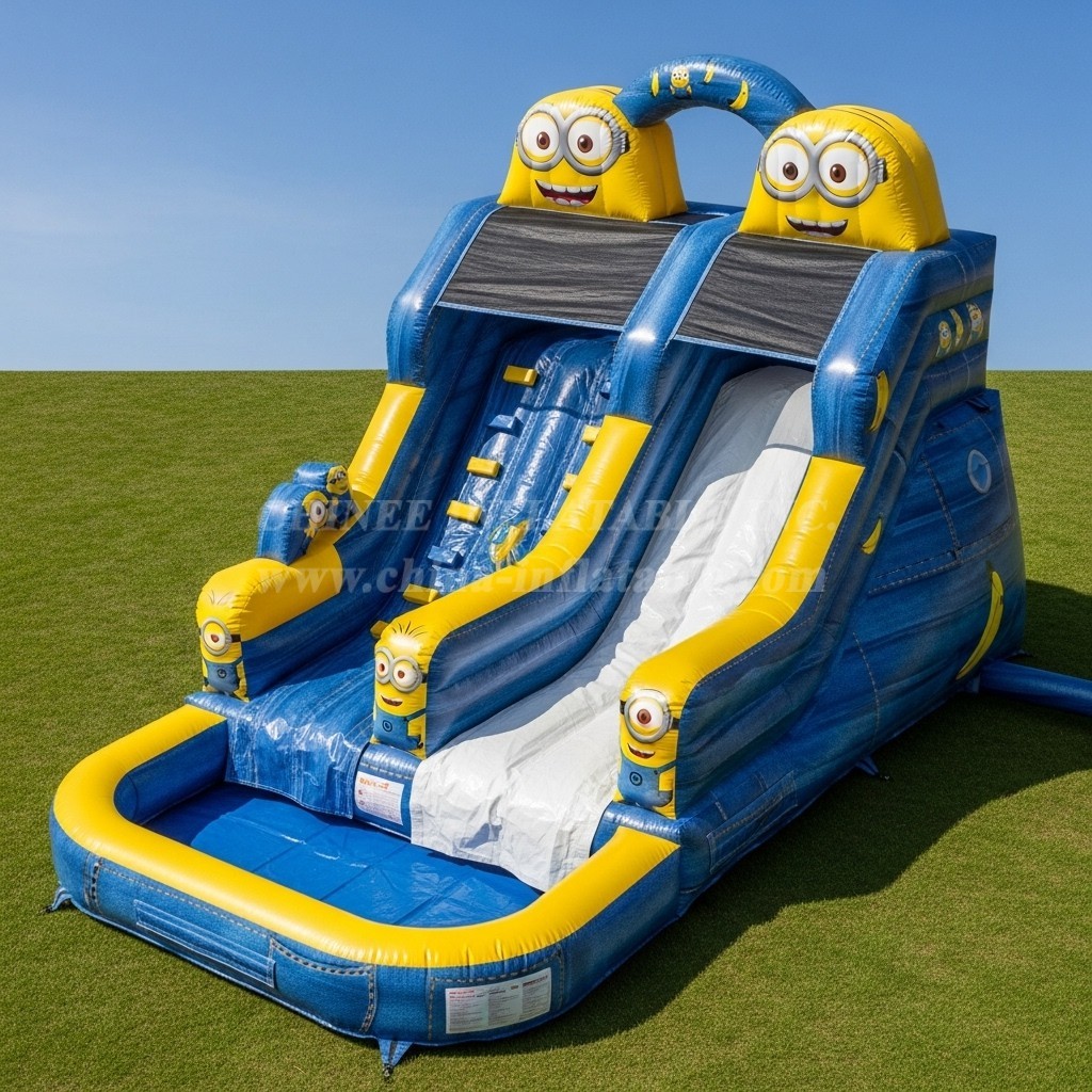 T8-7334 Minions Theme Inflatable Water Slide