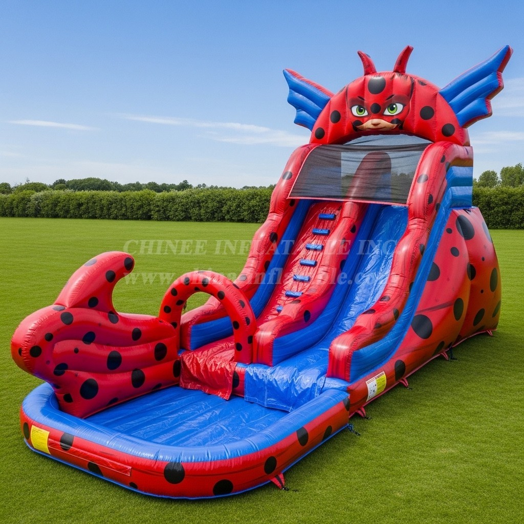 T8-7337 Miraculous Ladybug Theme Inflatable Water Slide